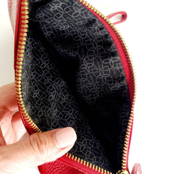 Lodis Red Leather Wristlet Clutch with Gold Accent - Picture 4 of 5